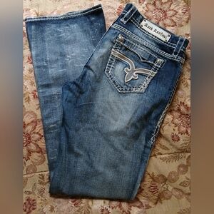 Rock Revival Raizel Easy Bootcut Jeans | Mid-Rise Denim with Embroidered Pockets